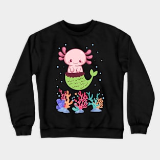 Axolotl Fish Axolotl Mermaid sea Ocean White-Axolotl Lizard Crewneck Sweatshirt